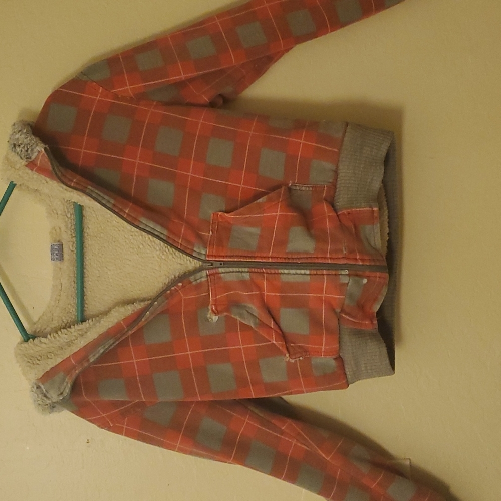 Plaid Jacket with fur inside and on the rim of the hood